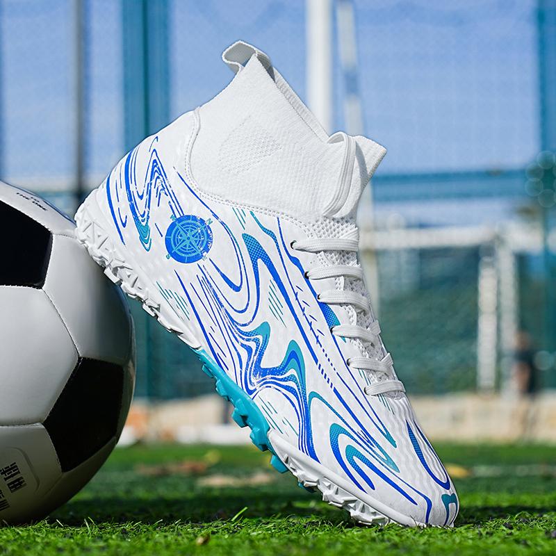 Men/Women's Football Boots Short -Nail High-top Socks Make Capital Outdoor Kids Football Sneakers For Boys