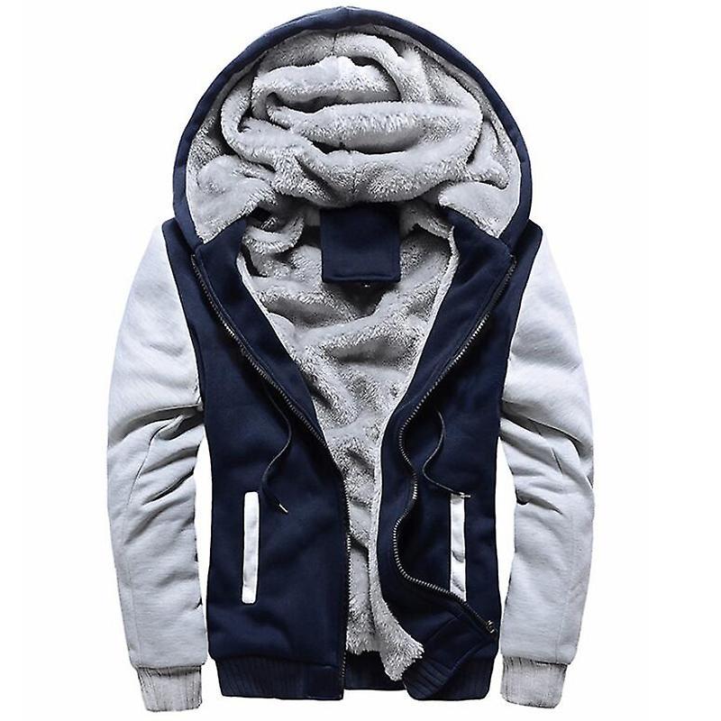 Winter Hoodies Men Street Thick Fleece Warm Hooded Sweatshirt Mens New