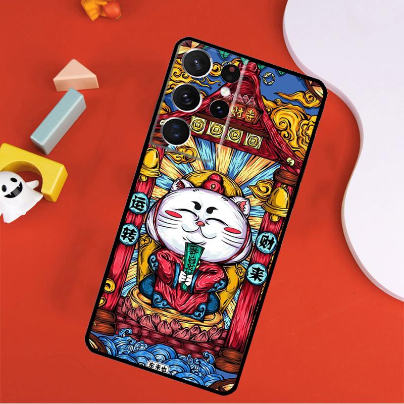 Cat Dragon Rabbit Chinese Style Phone Case For Samsung Galaxy S24 Ultra S25 Ultra S9 S10 S20 S21 S22 S23 Plus S24 FE Cover