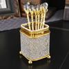 1 Coffee Set, 6 Coffee Spoons and 1 Storage Bucket Combination, Fruit Dessert Spoon, Suitable for Home, Office, Party Stirring.