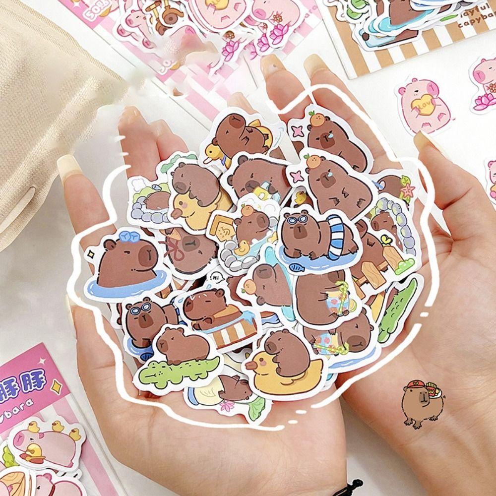

4 Pcs/bag Cartoon Capybara Sticker Stationery Cartoon Decorative Stickers