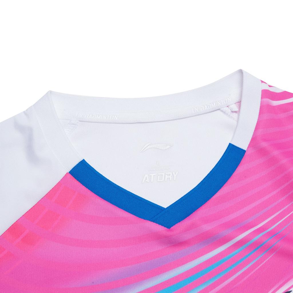 Li Ning Badminton Series Striped Logo Print Round Neck Short Sleeve T-Shirt Men Tops White AAYS055-2