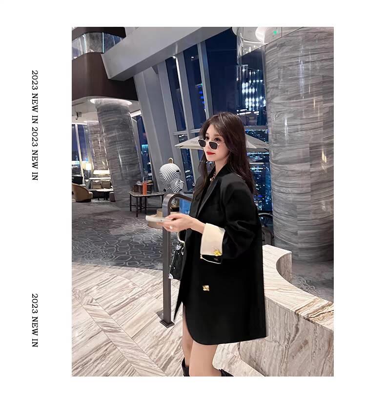 Damen Herbst 2025 Einreihiger Revers-Blazer - Langarm, Polyester, mit Taschen für den Arbeitsweg