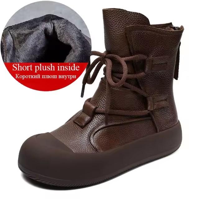 GKTINOO Handmade Retro Roman Ankle Boots For Women Genuine Leather Chunky Platform Back Zipper Comfort Trend Casual Short Boots