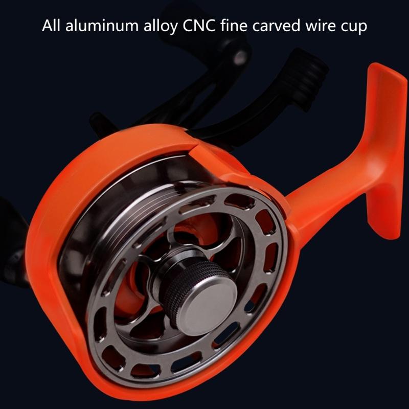 Angelausrüstung Inline Eisangelrolle mit Metallspule und 3+1 Kugellagern Inline Freilauf Eisangelrolle mit großer Spule