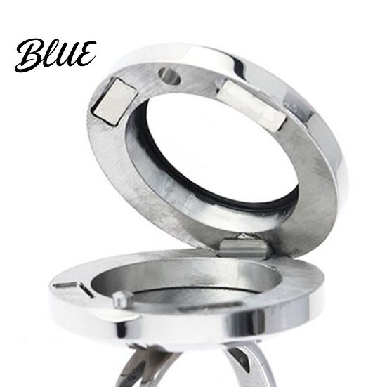 Unique Ring with Storage Box Round Photo Locket Adjustable Holds