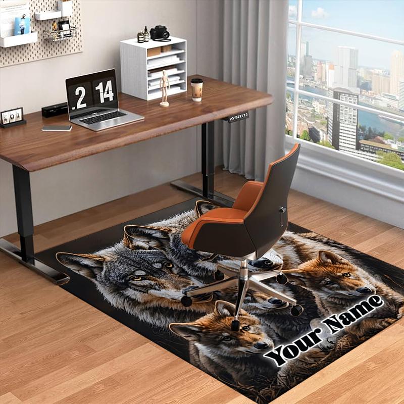 1PC Custom Name Wolf Family Portrait Theme Floor Mat Ideal for Living Room, Game Rooms, Office, Bedroom,Floor Mat Playful Design47