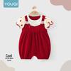 Youqi Baby Girl Summer Cotton Romper - Red Polka Dot