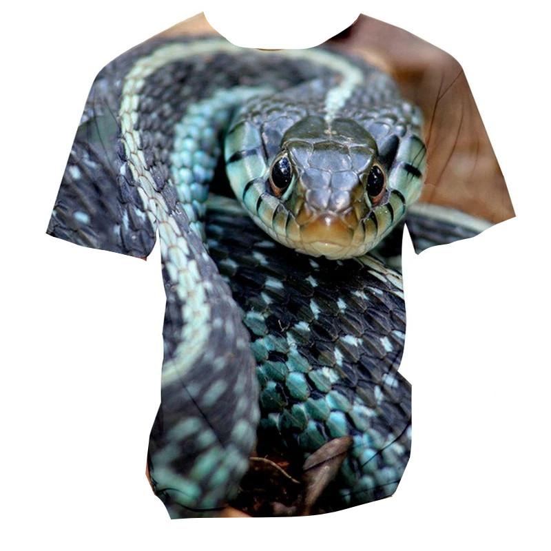 T-shirt Estiva con Stampa 3D di Serpente per Bambini, Maglietta Grafica di Animale Horror, Girocollo a Maniche Corte, Top per Uscite Quotidiane, Gioco Casual, Abbigliamento per Bambini