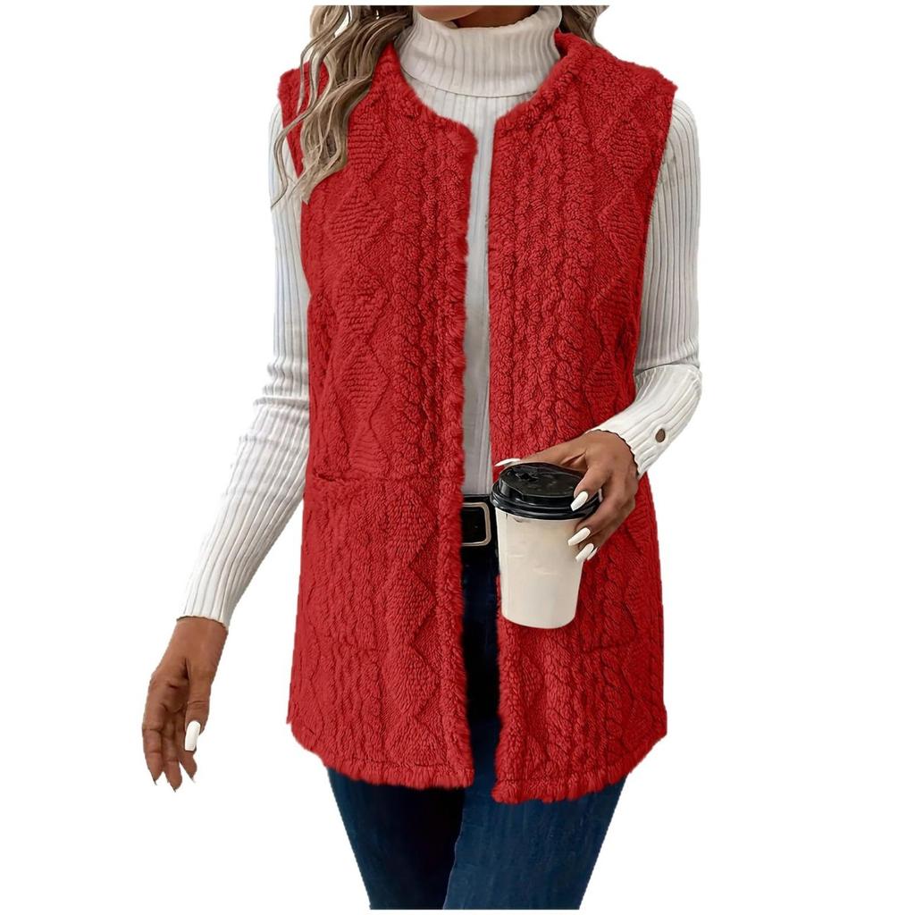 New Elegant Women's Faux Fur Teddy Vest Jacket Casual Sleeveless Outwear