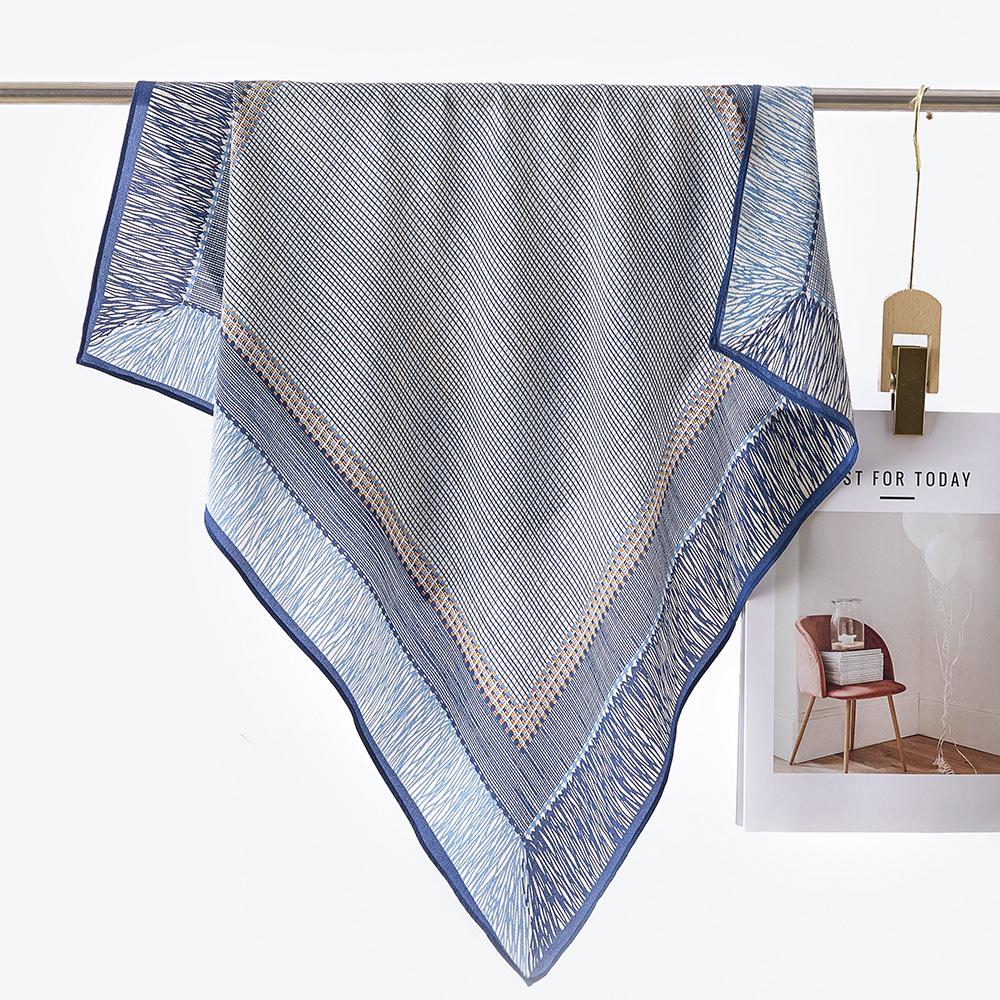 Silk Double Crepe Silk Scarf Women's Spring Fashion Versatile 70 Medium Square Scarf Sunscreen Multifunctional 100% Mulberry Silk Scarf