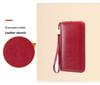 Women's Large Capacity Genuine Leather Wallet Clutch with Zipper Card Holder & Wrist Strap - Fashionable & Casual Style