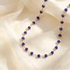 Luxury Blue Crystal Beads Necklace for Women, Adjustable Metal Chain Choker Necklace, Daily Party Wear Fashion Jewelry