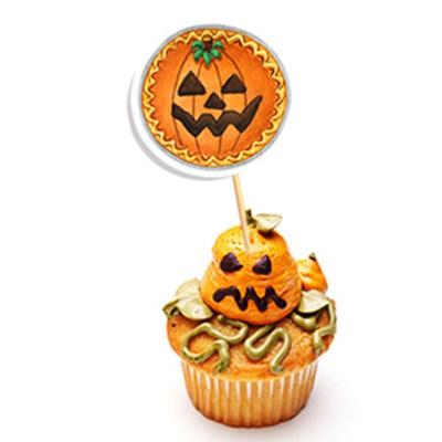 16 Stück Niedliche Halloween-Kuchenaufsätze Kreative Papier-Cupcake-Stecker-Dekoration Mini Festliche Cartoon-Kürbis-Geist-Kucheneinsätze
