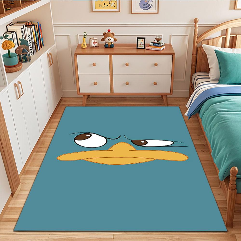 Steely-Eyed Cartoon Duck Face Design Patterned carpet, suitable as a non slip play mat for the living room and bedroom sofa