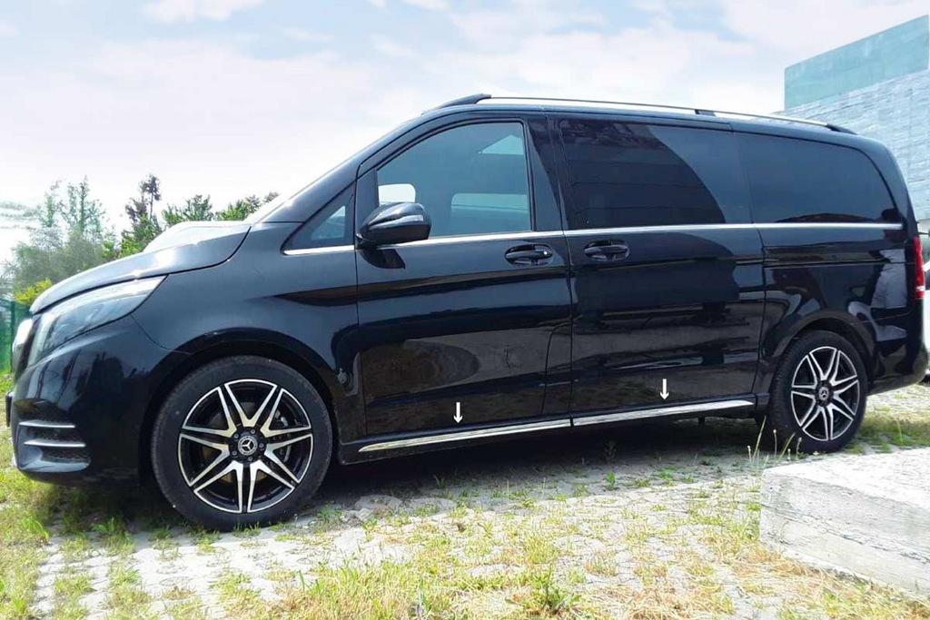 

Молдинги на пороги (4 шт, нерж) для Mercedes Vito/V-class W447 2014- гг