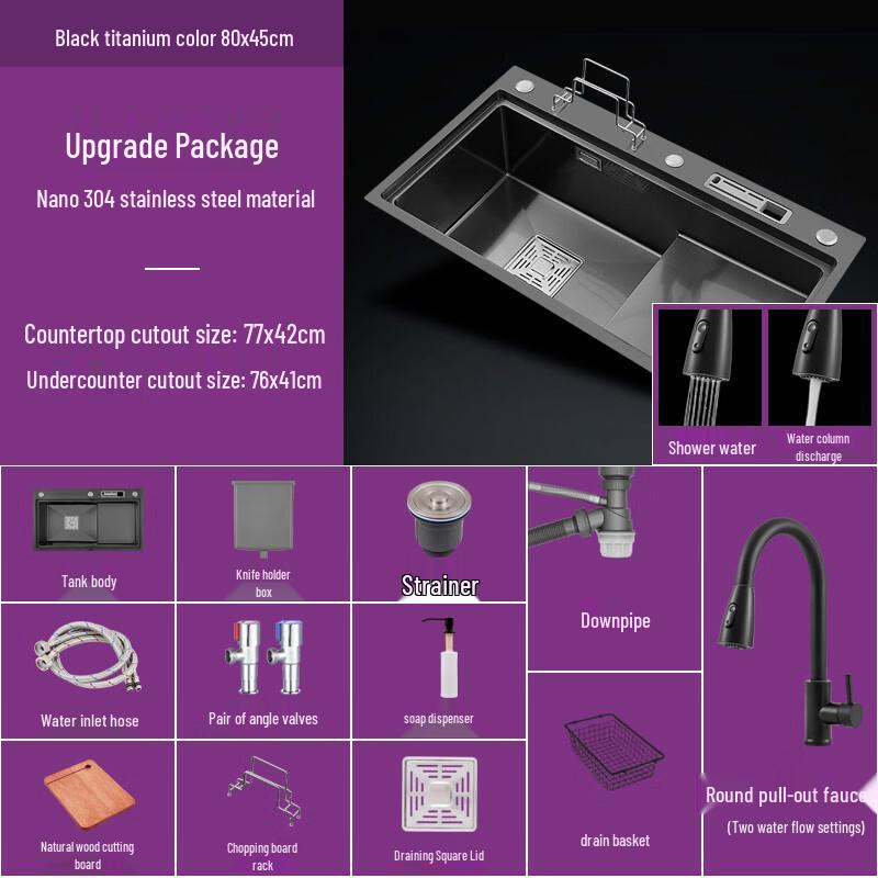 Nano Coated Stainless Steel Undermount Kitchen Sink Set