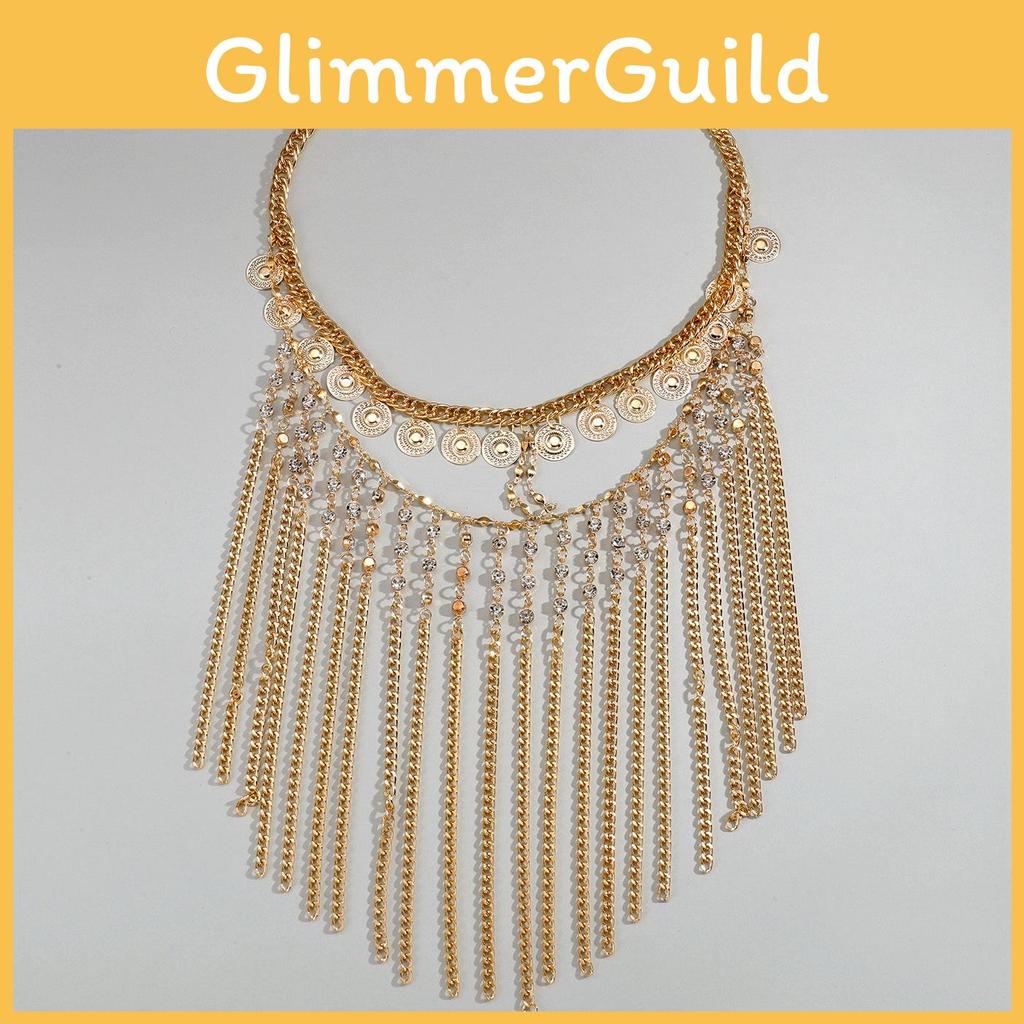 Head Ethnic Jewelry With Gold Water Drill Chain Tassel For Festival Wear Party