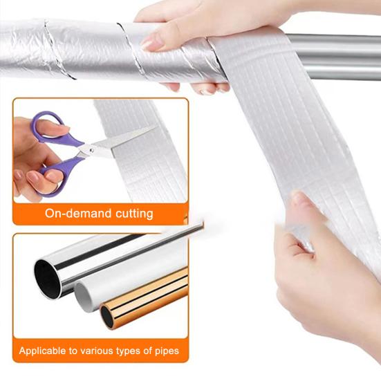 Pipe Insulation Wrap 2" Wide x 32.8 Ft Self Adhesive Aluminum Foil Pipe Insulation Tape Outdoor Pipe Protector Wrap Reduce Heat Loss