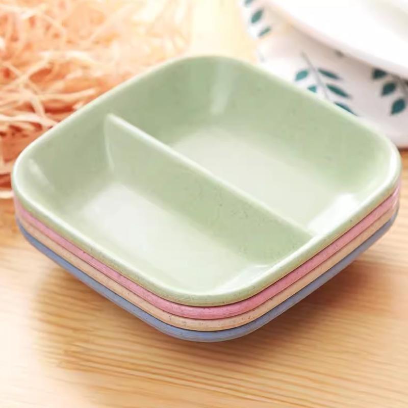 Kreativer bunter doppelter Gitter-Gewürzschale, Gewürzdip-Schale, Marmeladen-, Salat-, Saucen-, Ketchup-, Sojasaucen-, Essig-, eingelegtes Gemüse-Teller