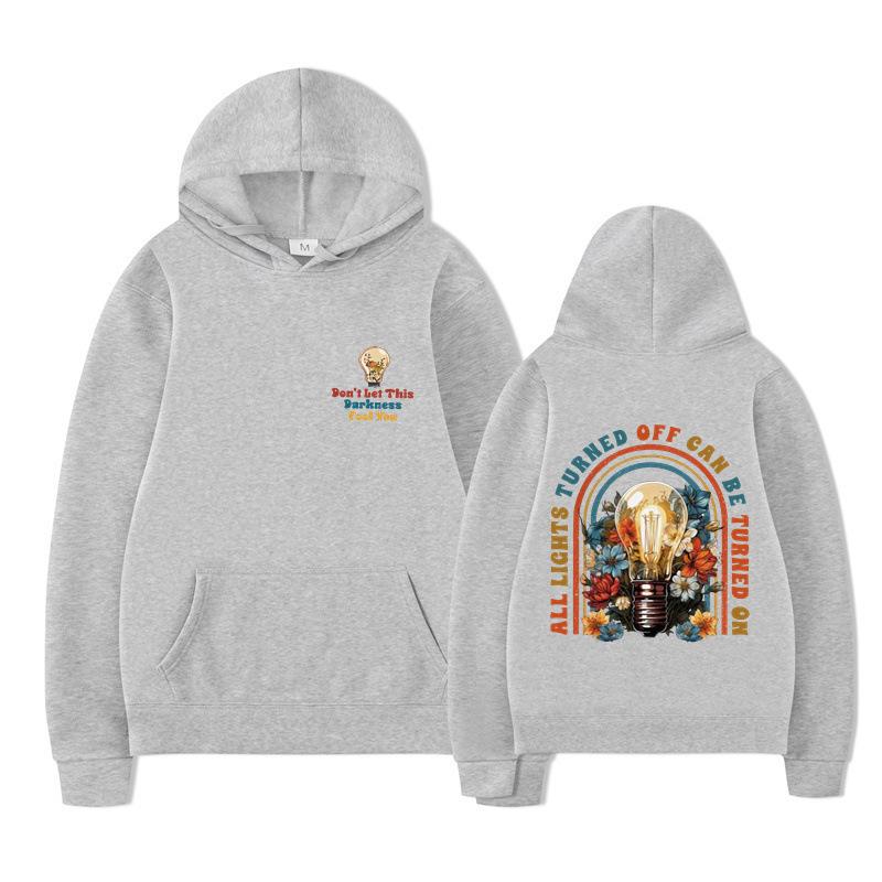 Don't Let This Darkness Fool You Bright Light Bulb Printed Men's Women's Fashion Casual Loose Comfortable Hoodie