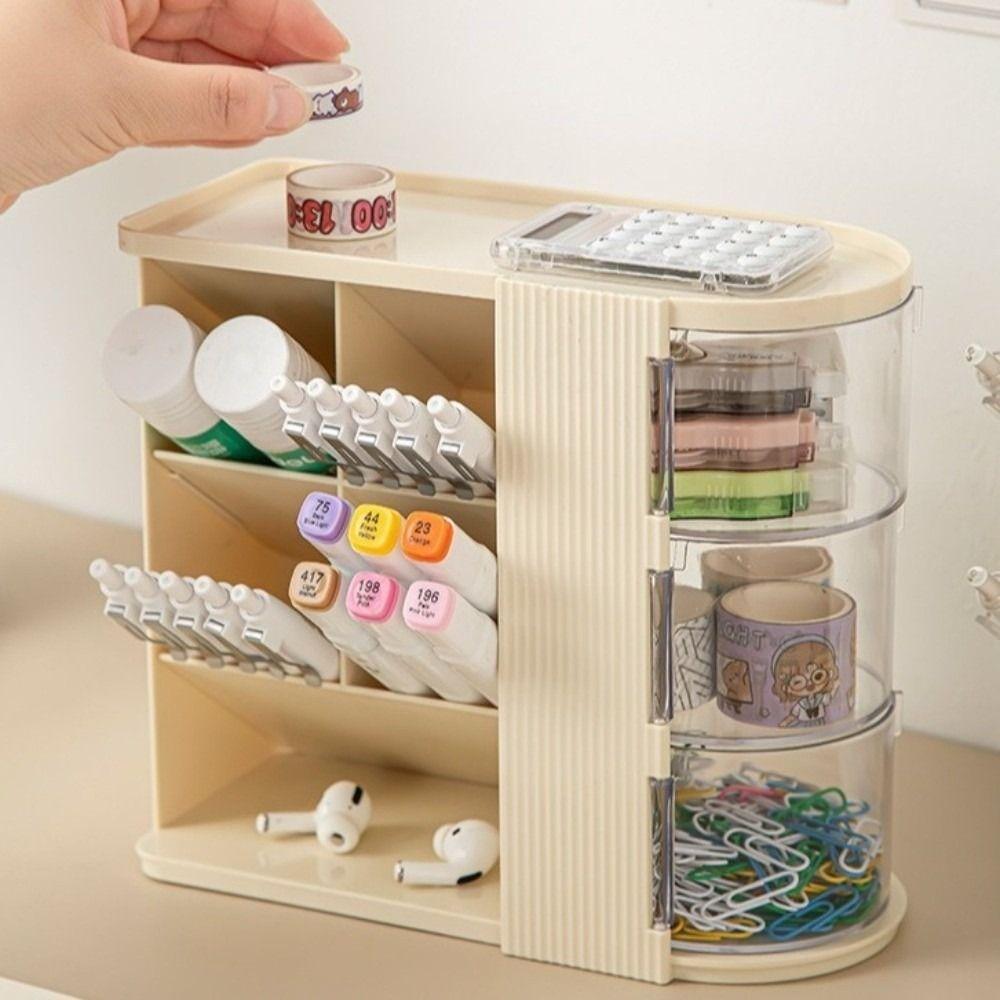 Large Capacity Student Pen Holder Organizer Drawer Style Cosmetic Storage Cabinet  Study Room