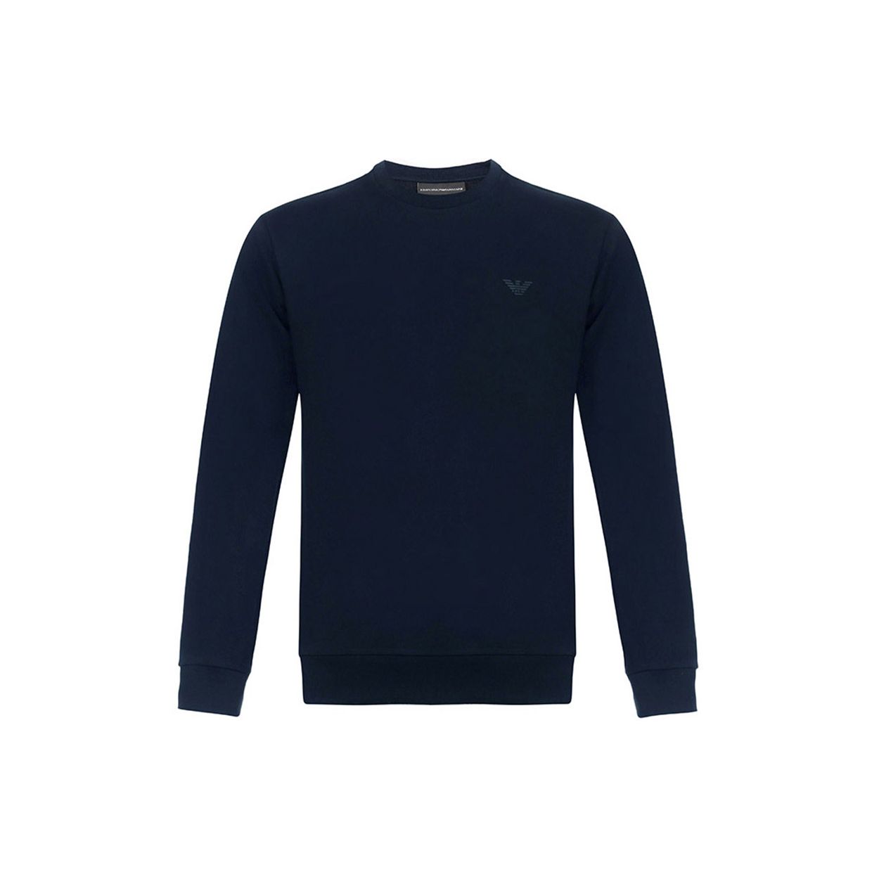 Emporio Armani Solid Color Blended Crew Neck Long Sleeve Sweatshirt Men sweatshirt Blue 8N1M16-1J07Z-0933 S