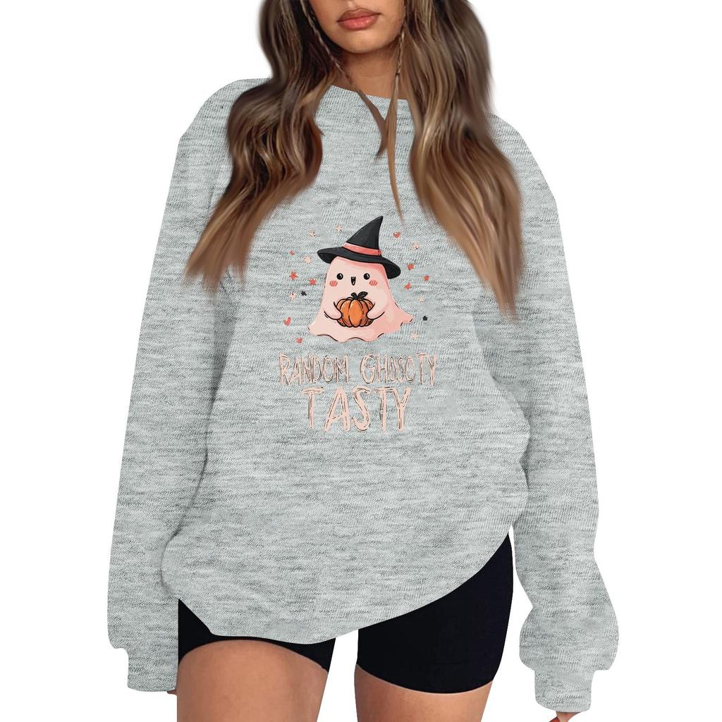 Women's Pullover Dropped Shoulder Halloween Print Sports Sweatshirt Top