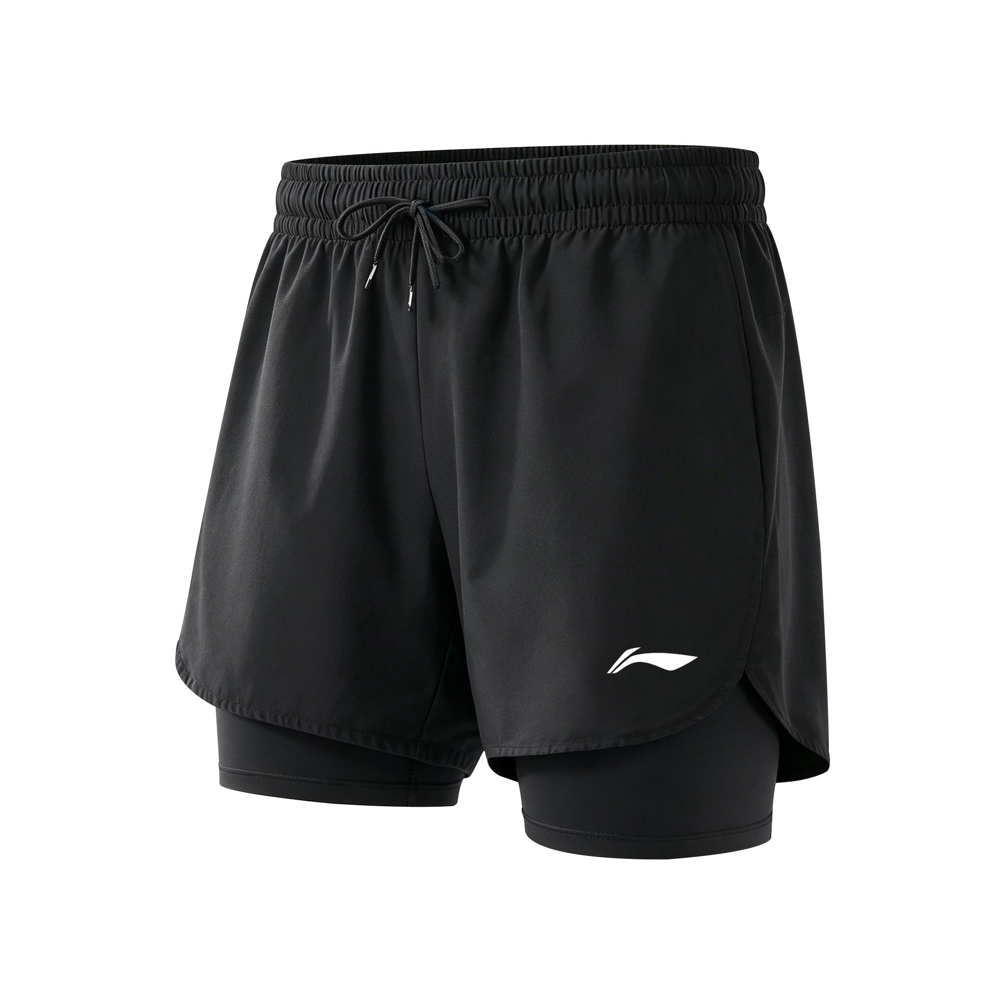 Li Ning Sports Shorts Unisex Black[Mock Two Piece] Moderate MXMBLSKT607 L