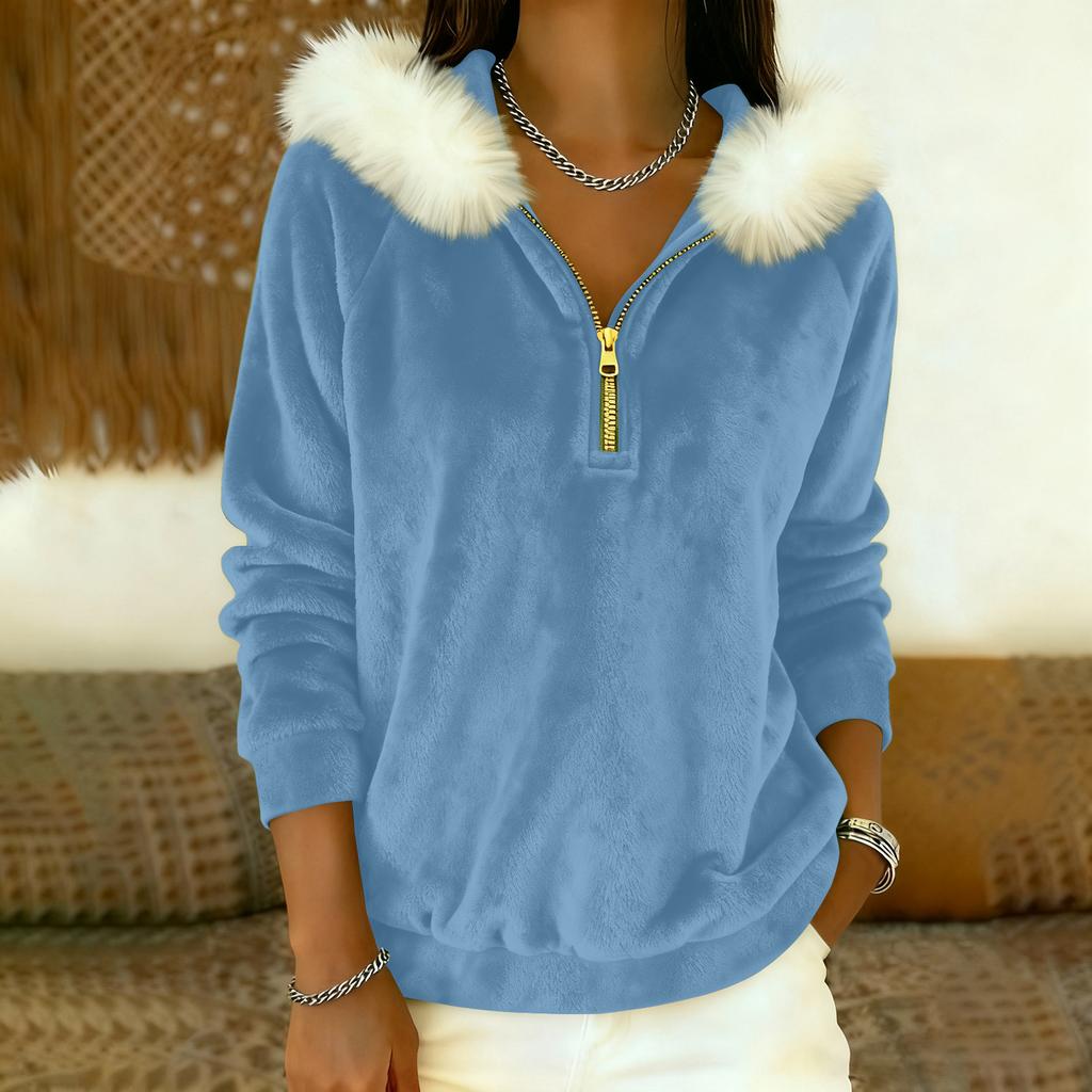 Dam Lös Och Bekväm Casual Mode Halvdragkedja Hoodie Långärmad Topp