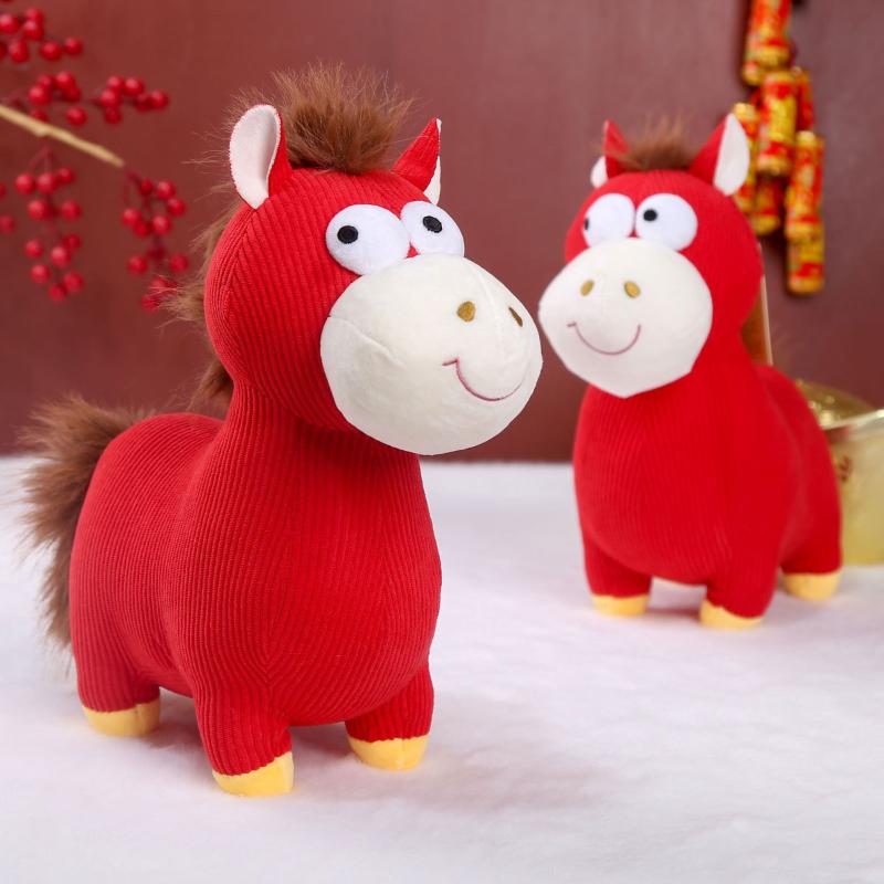 1Pcs Cartoon Anime Cute Pillow 22/28Cm Simulation Pony Doll Zodiac Horse Year Mascot Stuffed Plush Toy Children'S Birthday Gift