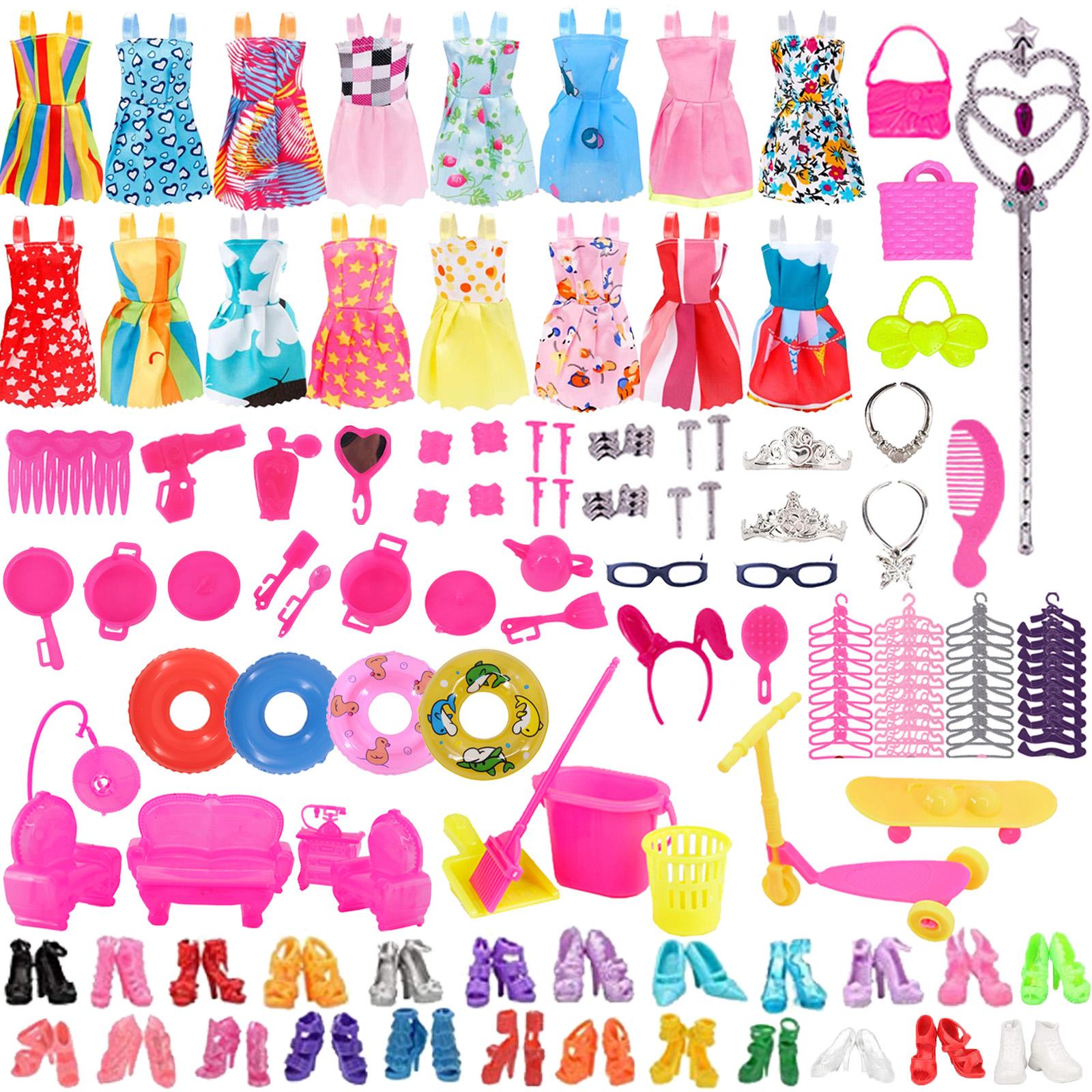 

63PCS/Set Doll Clothes Shoes Furniture Kitchen Accessories For 30cm Doll&1/6 BJD Blythe Doll Dress,Toys For Girl s barbie shoes