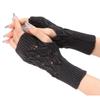Leave Anti-UV Driving Fingerless Gloves Knitted Half Finger Gloves Women Mittens