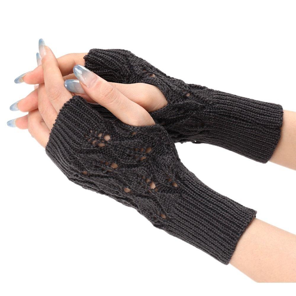 Leave Anti-UV Driving Fingerless Gloves Knitted Half Finger Gloves Women Mittens