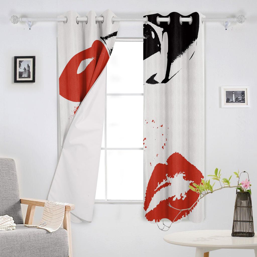 Red Lipstick Cosmetic Lips White Blackout Curtains For Living Room Bedroom Printed Window Treatment Drapes Home Decor