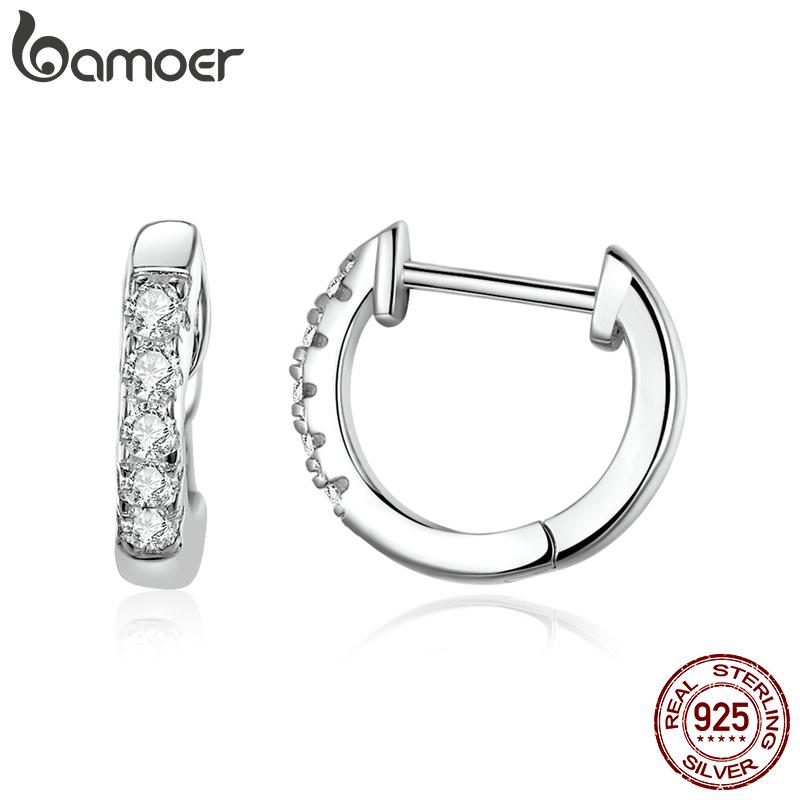 

BAMOER Справжнє срібло 925 проби Круглі круглі сережки-кільця для жінок Золоті сережки Срібні ювелірні вироби Подарунок S срібний