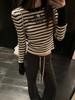 Striped Contrasting Color Slim-fit Short Knitted Sweater Women's Autumn and Winter New Inner Long-sleeved Bottoming Design Slim-fit Top