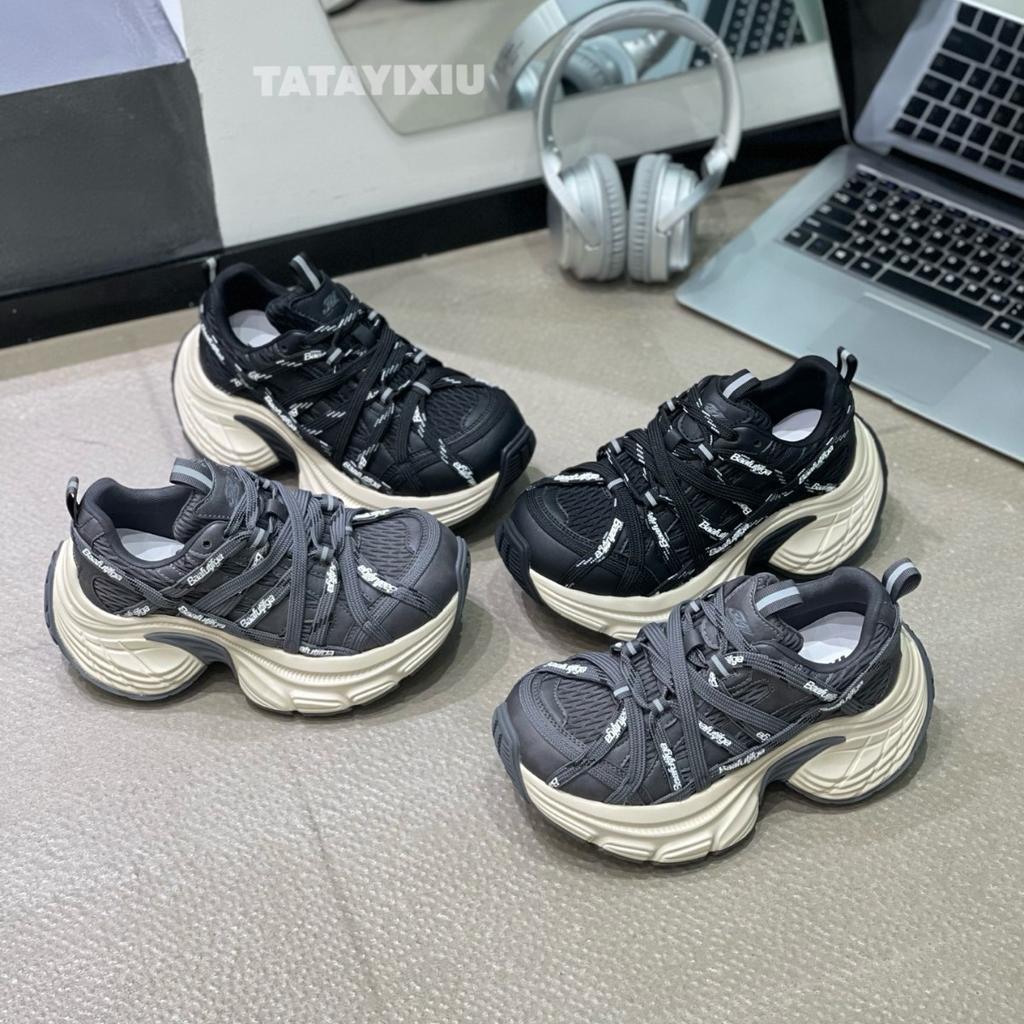 2025 autumn new women's shoes platform height increase casual sports shoes versatile fashion trend leather dad shoes women
