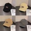 Color Solid Retro Letter Soft Top Fitted Cap Sunshade Ventilation Men Women