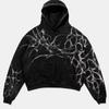 Mens Vintage Distressed 3D Printed Star Floral Oversized Hoodie Casual Streetwear Sweatshirt