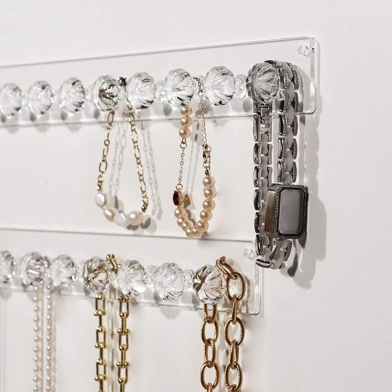 Acrylic Jewelry Display Stand for Necklaces, Earrings, and Rings - Wall Mount Organizer with Large Capacity