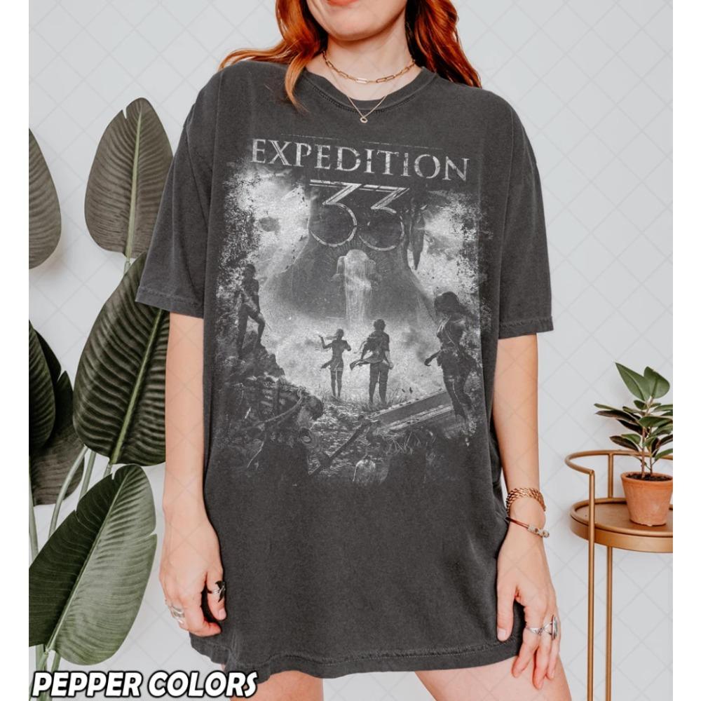 Vintage Clair Obscur Expedition 33 Shirt Dark Aesthetic Fan Tee Graphic TShirt Gift for Women and Unisex Unisex TShirt