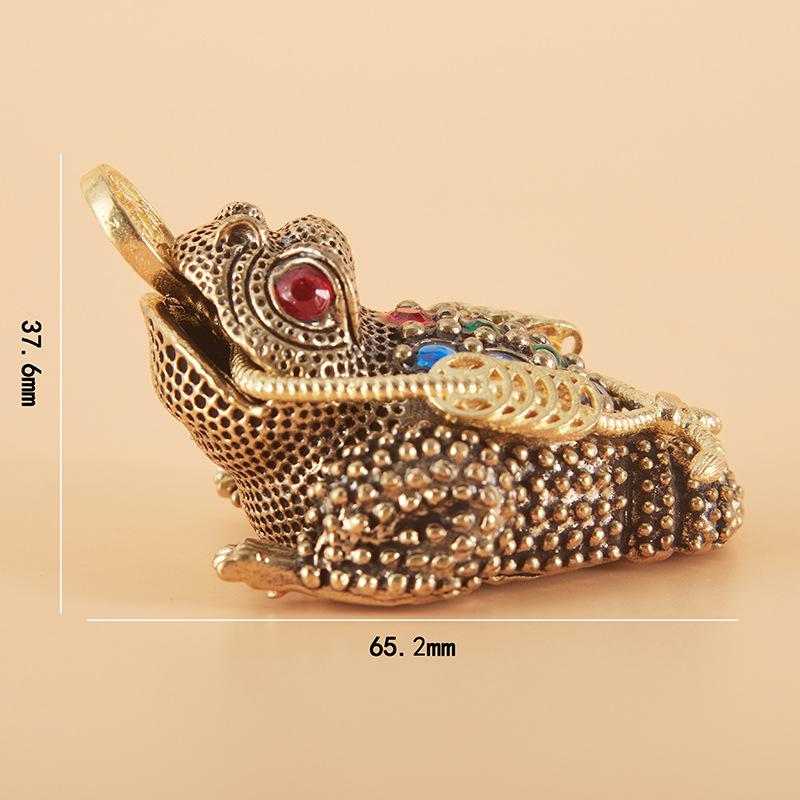 Brass Three-Legged Golden Toad Tea Pet - Home or Office Decorative Piece and Craft Ornament