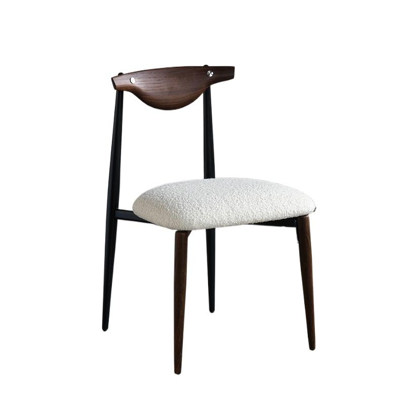 Nordic Modern Wooden Dining Chair - Designer Lambswool Backrest High-End Restaurant Chair for Home/Showroom