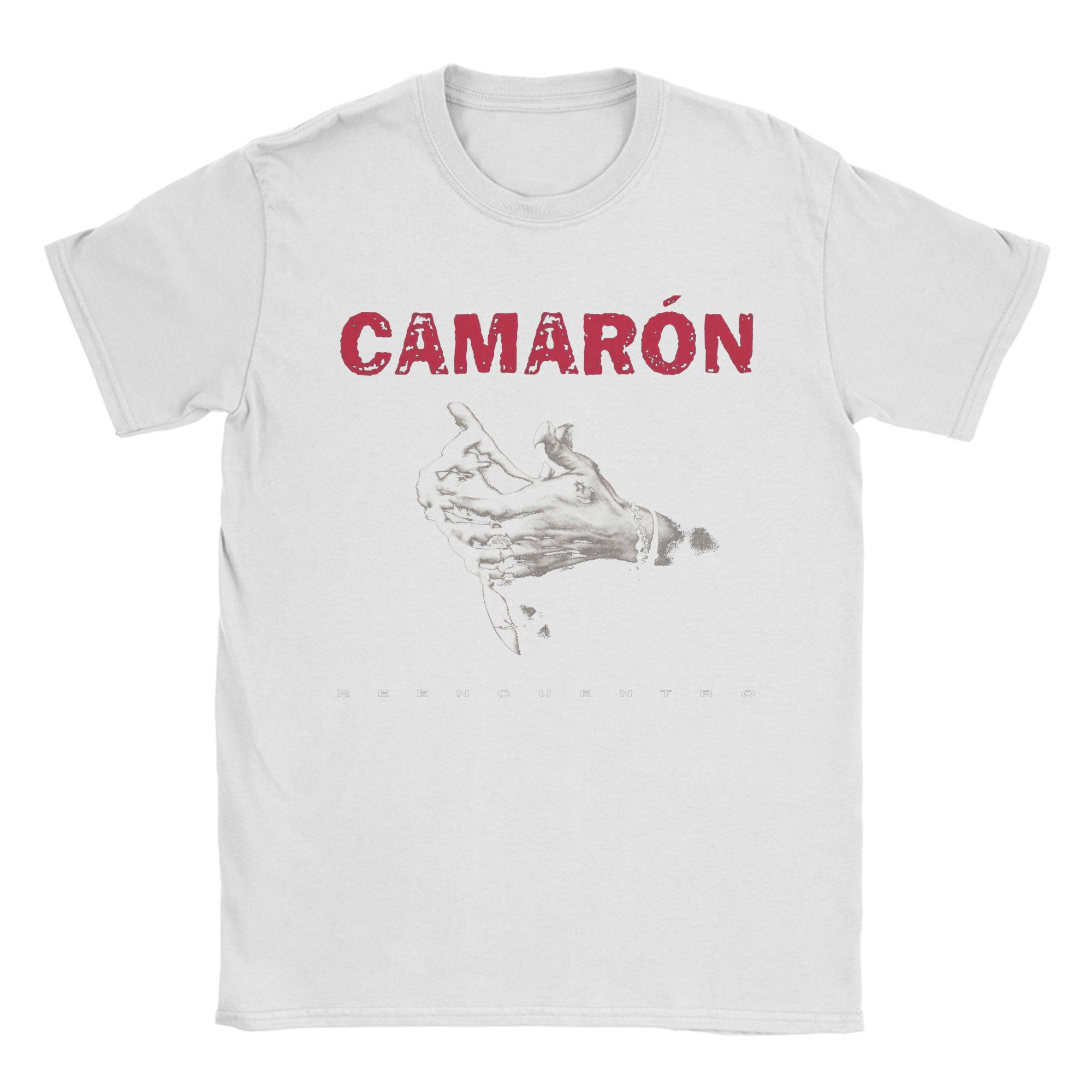 

Men T-Shirt Camarons De La Isla Flamenco Singer Cotton Tee Shirt Short Sleeve Island Shrimp T Shirts Round Neck merch Plus Size XL білий
