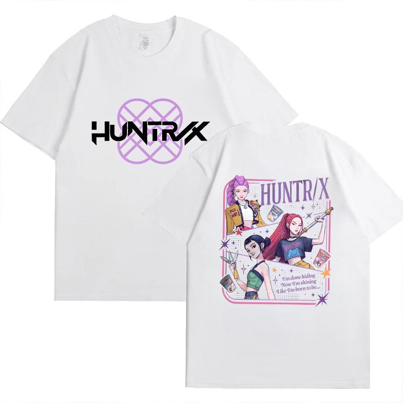 

K-pop Корейская волна Охота на ведьм Модная футболка с двусторонним принтом Круглый вырез Короткий рукав 5984 3XL