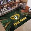 Custom Rug Green Bay Packers Pattern Print Name Text Soft Non‑Slip Floor Carpet for Home Indoor Decoration