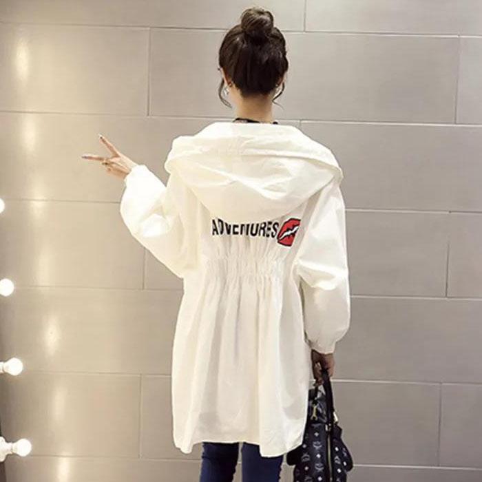 Large Size Women Jacket Spring Hooded Coat Solid Color Casual Loose Windbreaker Boutique Parka Mid-length