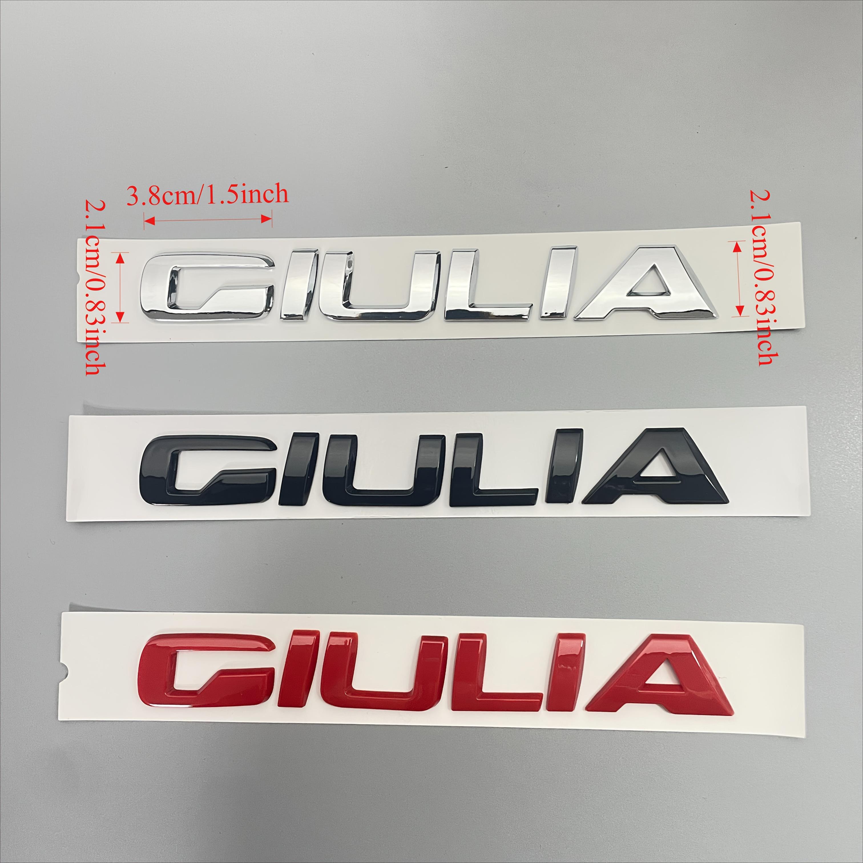 

1pc GIULIA 3D Chrome ABS Emblem Sticker Suitable for Alfa Giulia Trunk/Body/Side Panel Decal High-Quality Material Vehicle Exterior Upgrade Accessory red