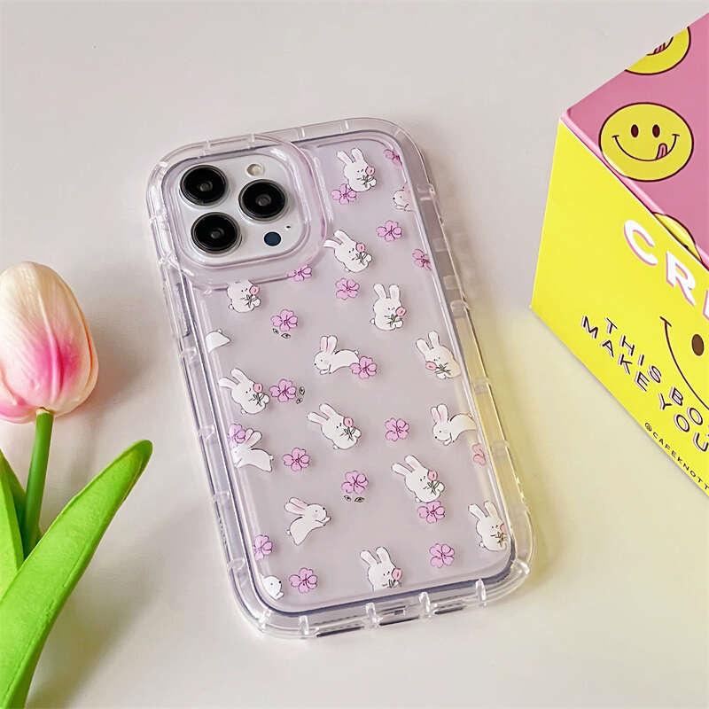 Cartoon Rabbit Pattern Soft Phone Case Funda For  Redmi Note 13 Pro 5G Note 12 11 11S 10S 10 9 4G Anti Fall Airbag Covers